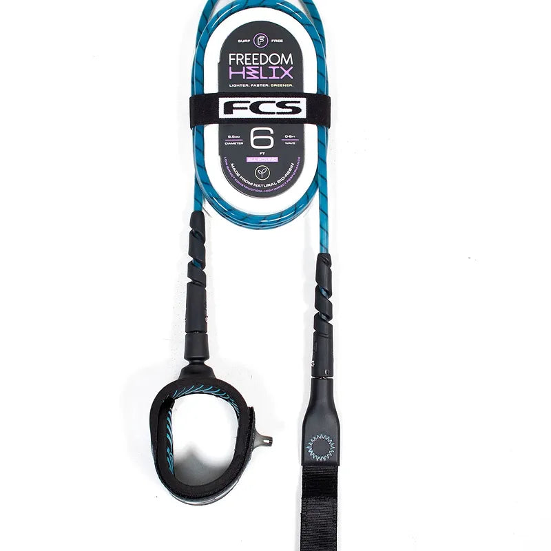 FCS Freedom Helix 6' Comp Leash Tranquil Blue/Black