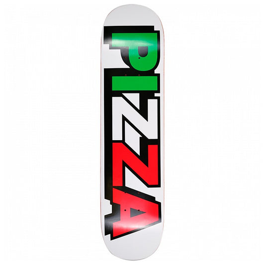 Pizza Skateboards Tri Logo Deck White- 8.12