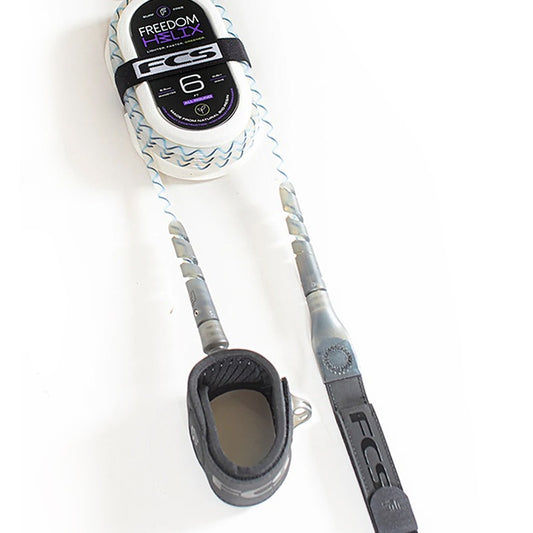 FCS Freedom Helix 6' Comp Leash Smoke/White